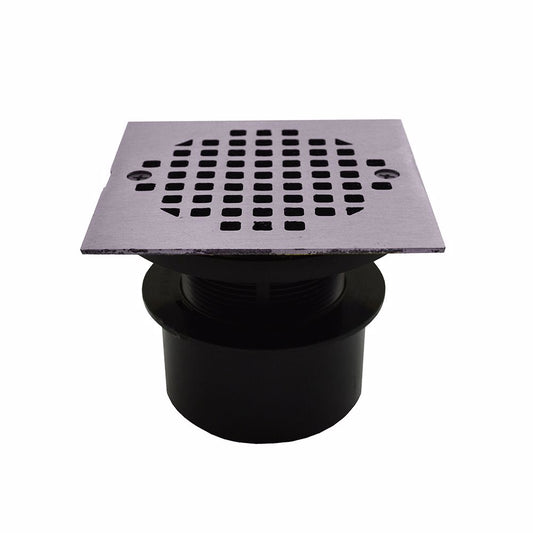 Jones Stephens D53301 3” ABS Inside Pipe Fit Adjustable General Purpose Drain with 4-1/4” Square Chrome Plated Strainer