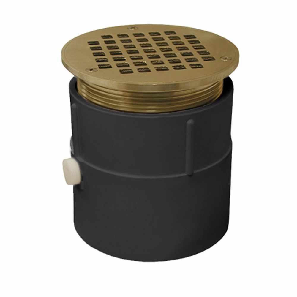 Jones Stephens D53304 4" PVC Over Pipe Fit Drain Base with 4" Metal Spud and 5" Nickel Bronze Strainer