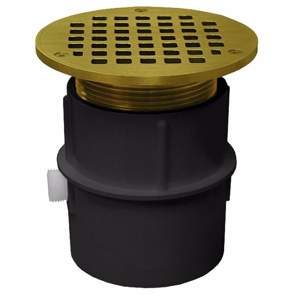 Jones Stephens D53312 3" PVC Over Pipe Fit Drain Base with 3" Metal Spud and 5" Polished Brass Strainer