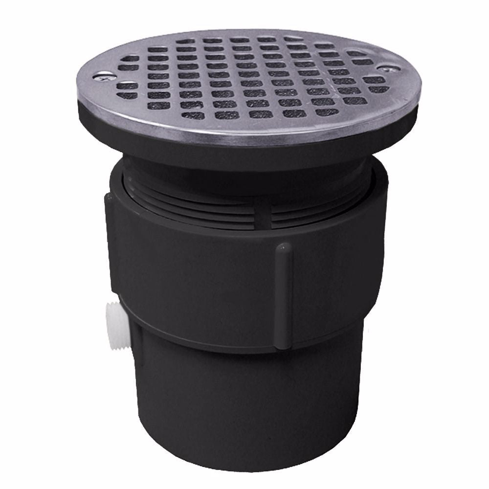 Jones Stephens D53433 3" x 4" PVC Pipe Fit Drain Base with 3-1/2" Plastic Spud and 5" Chrome Plated Strainer