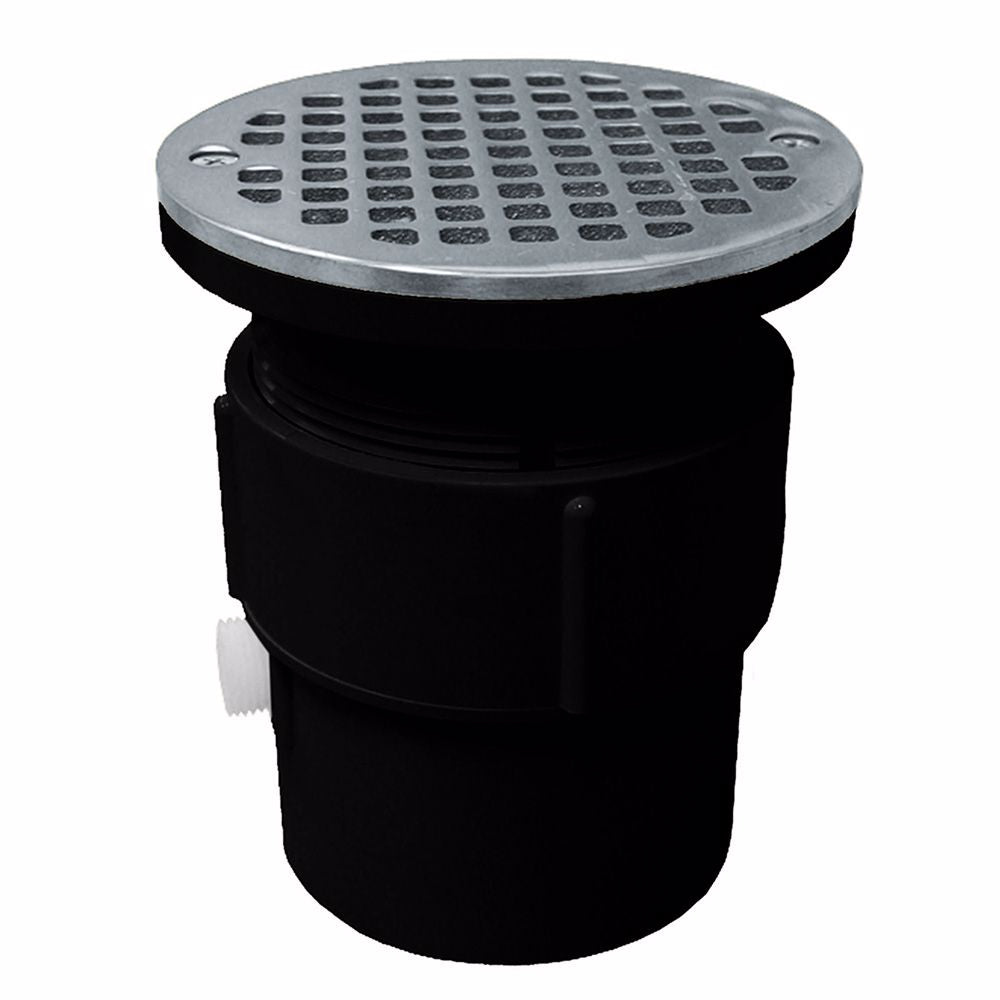 Jones Stephens D53440 3" x 4" ABS Pipe Fit Drain Base with 3-1/2" Plastic Spud and 5" Chrome Plated Strainer