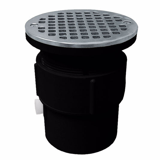 Jones Stephens D53440 3" x 4" ABS Pipe Fit Drain Base with 3-1/2" Plastic Spud and 5" Chrome Plated Strainer