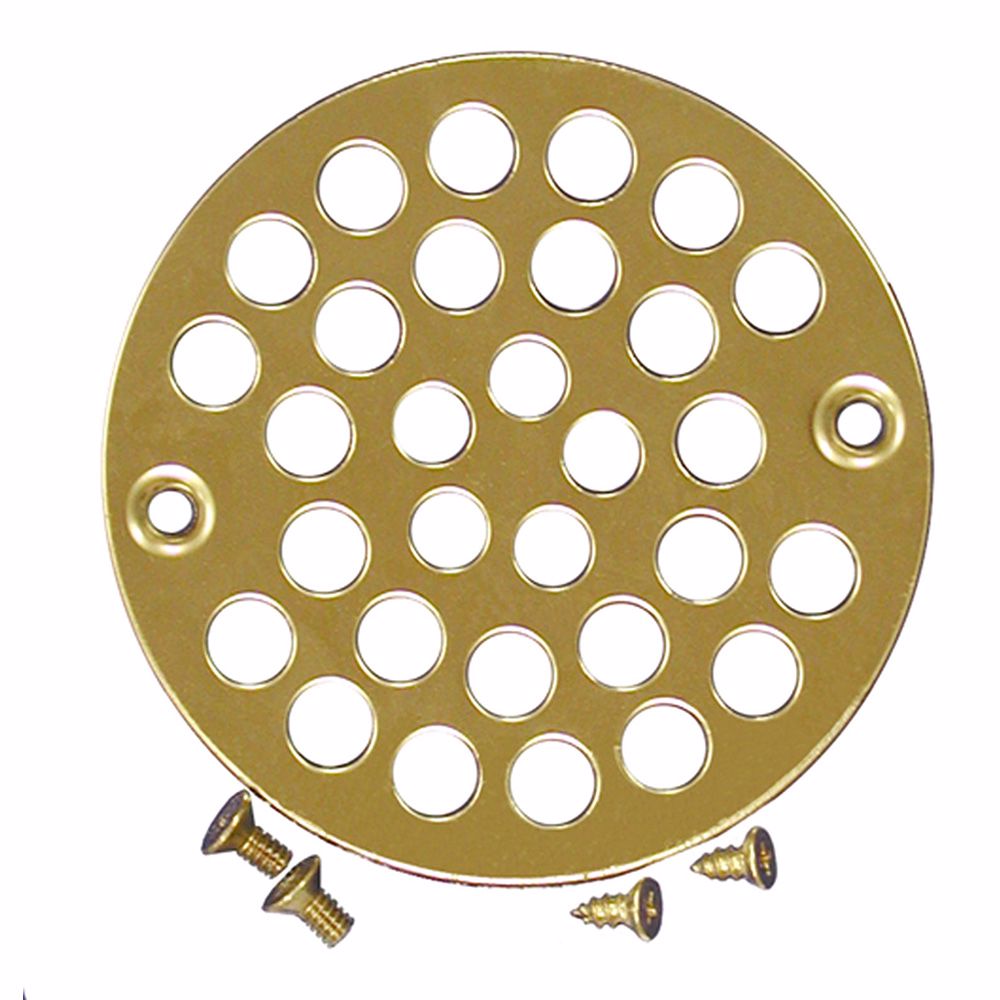 Jones Stephens D54010 4" Polished Brass Round Shower Drain Strainer
