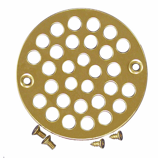 Jones Stephens D54010 4" Polished Brass Round Shower Drain Strainer