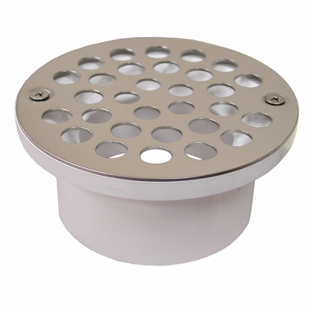 Jones Stephens D54101 3" x 4" General Purpose PVC Drain with 5" Chrome Plated Round Strainer