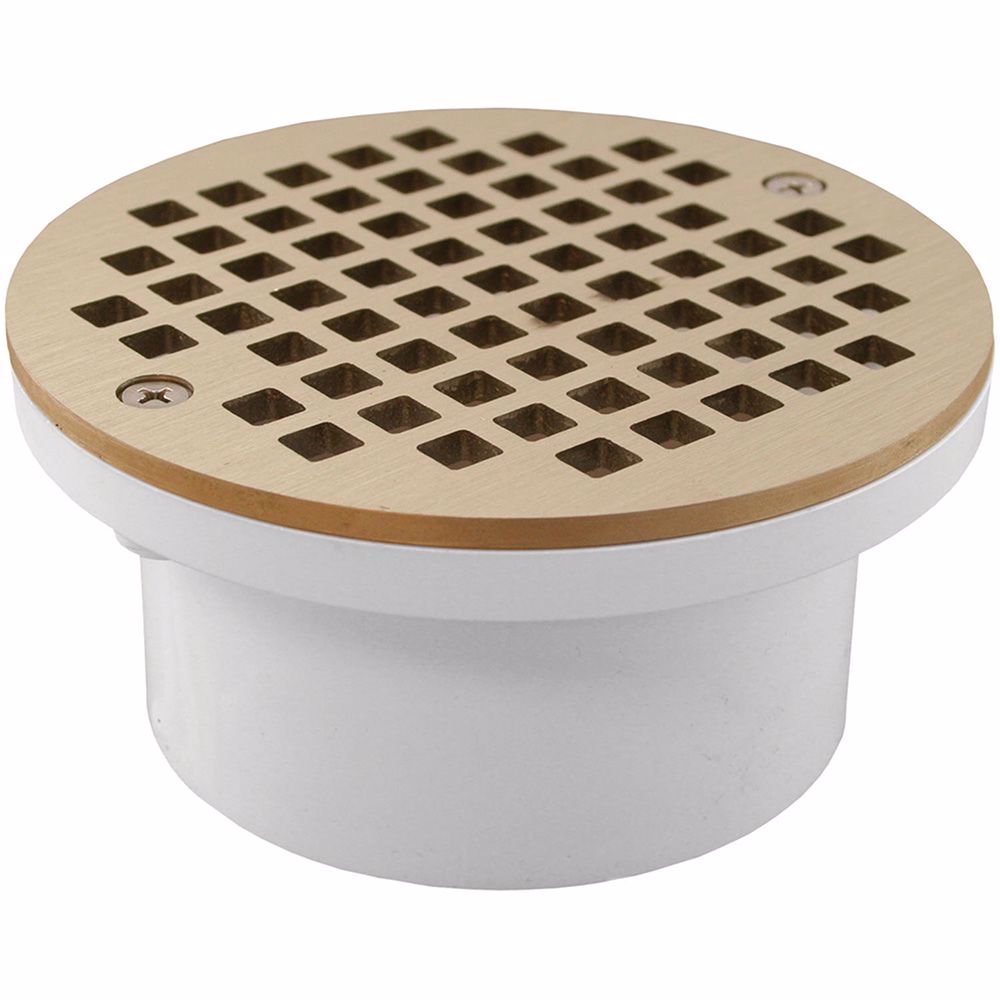 Jones Stephens D54113 3" x 4" General Purpose PVC Drain with 5" Nickel Bronze Round Strainer