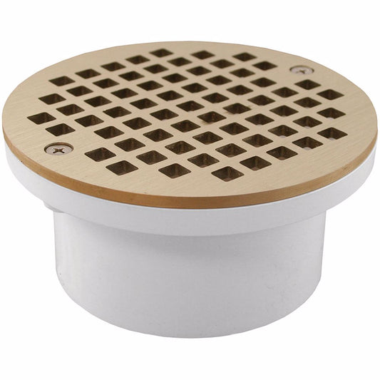 Jones Stephens D54113 3" x 4" General Purpose PVC Drain with 5" Nickel Bronze Round Strainer