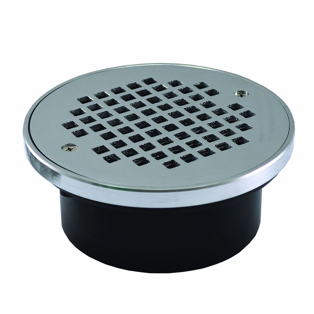 Jones Stephens D54337 4" General Purpose ABS Drain with 6" Chrome Plated Round Strainer with Ring
