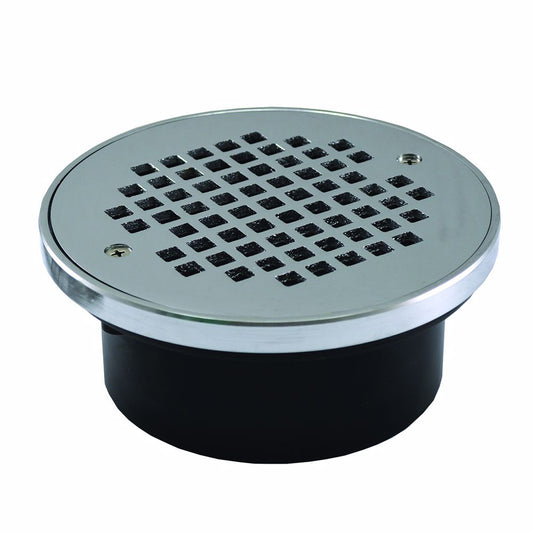 Jones Stephens D54337 4" General Purpose ABS Drain with 6" Chrome Plated Round Strainer with Ring