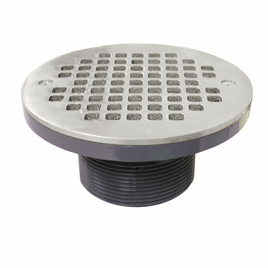 Jones Stephens D56105 3" PVC IPS Plastic Spud with 6" Stainless Steel Round Strainer
