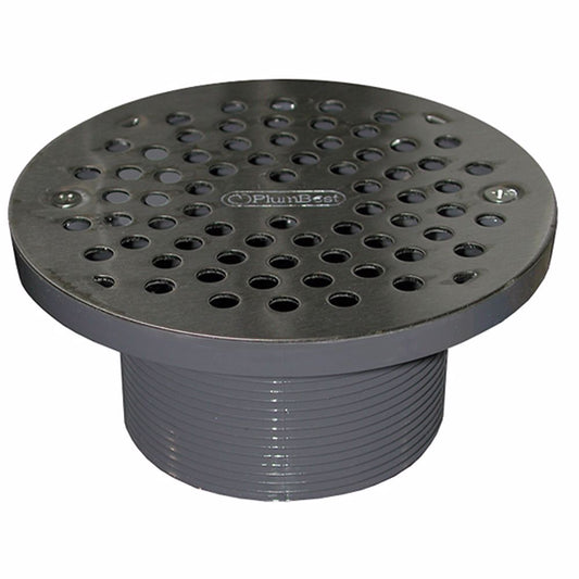 Jones Stephens D56206 3-1/2" PVC IPS Plastic Spud with 6" Chrome Plated Round Strainer
