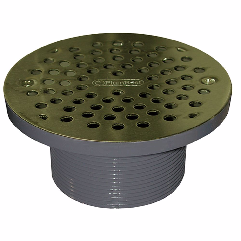 Jones Stephens D56306 3-1/2" IPS PVC Spud with 6" Polished Brass Strainer