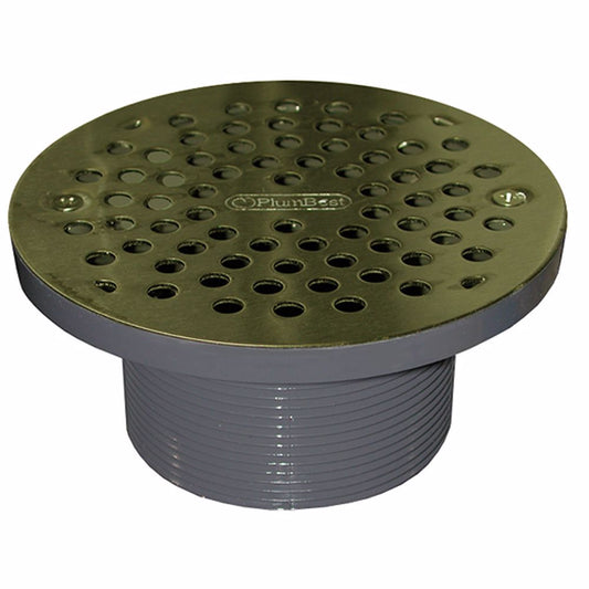 Jones Stephens D56306 3-1/2" IPS PVC Spud with 6" Polished Brass Strainer