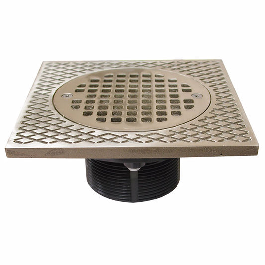 Jones Stephens D56501 3" IPS PVC Spud with 7" Square Top and 5" Nickel Bronze Strainer