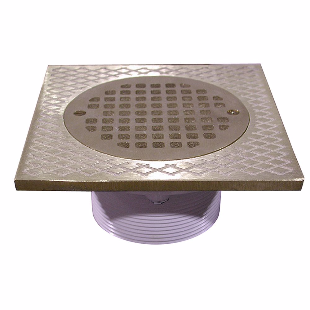 Jones Stephens D56505 4" IPS PVC Spud with 7" Square Top and 5" Nickel Bronze Strainer
