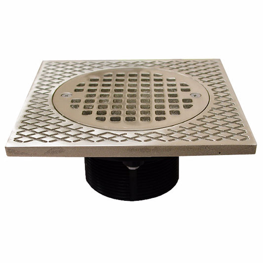 Jones Stephens D57501 3" IPS ABS Spud with 7" Square Top and 5" Nickel Bronze Strainer