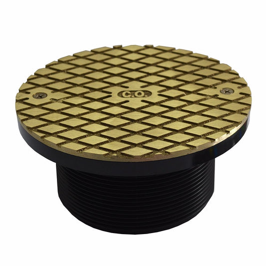Jones Stephens D57914 4" ABS Cleanout Spud with 6" Polished Brass Round Cover