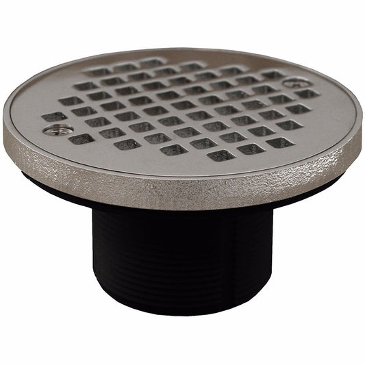 Jones Stephens D57988 2" ABS IPS Plastic Spud with 4" Chrome Plated Round Strainer with Ring