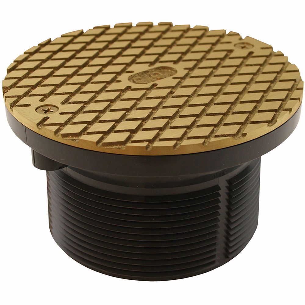 Jones Stephens D59901 3-1/2" Heavy Duty PVC Cleanout Spud with 6" Polished Brass Round Cover