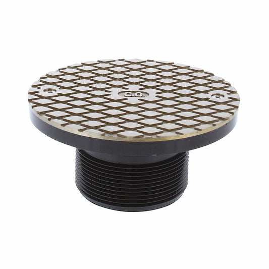 Jones Stephens D59905 3" Heavy Duty PVC Cleanout Spud with 6" Nickel Bronze Round Cover