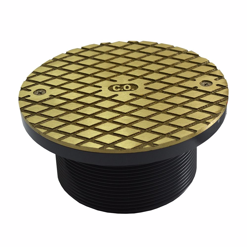 Jones Stephens D59914 4" Heavy Duty PVC Cleanout Spud with 6" Polished Brass Round Cover