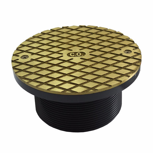 Jones Stephens D59914 4" Heavy Duty PVC Cleanout Spud with 6" Polished Brass Round Cover