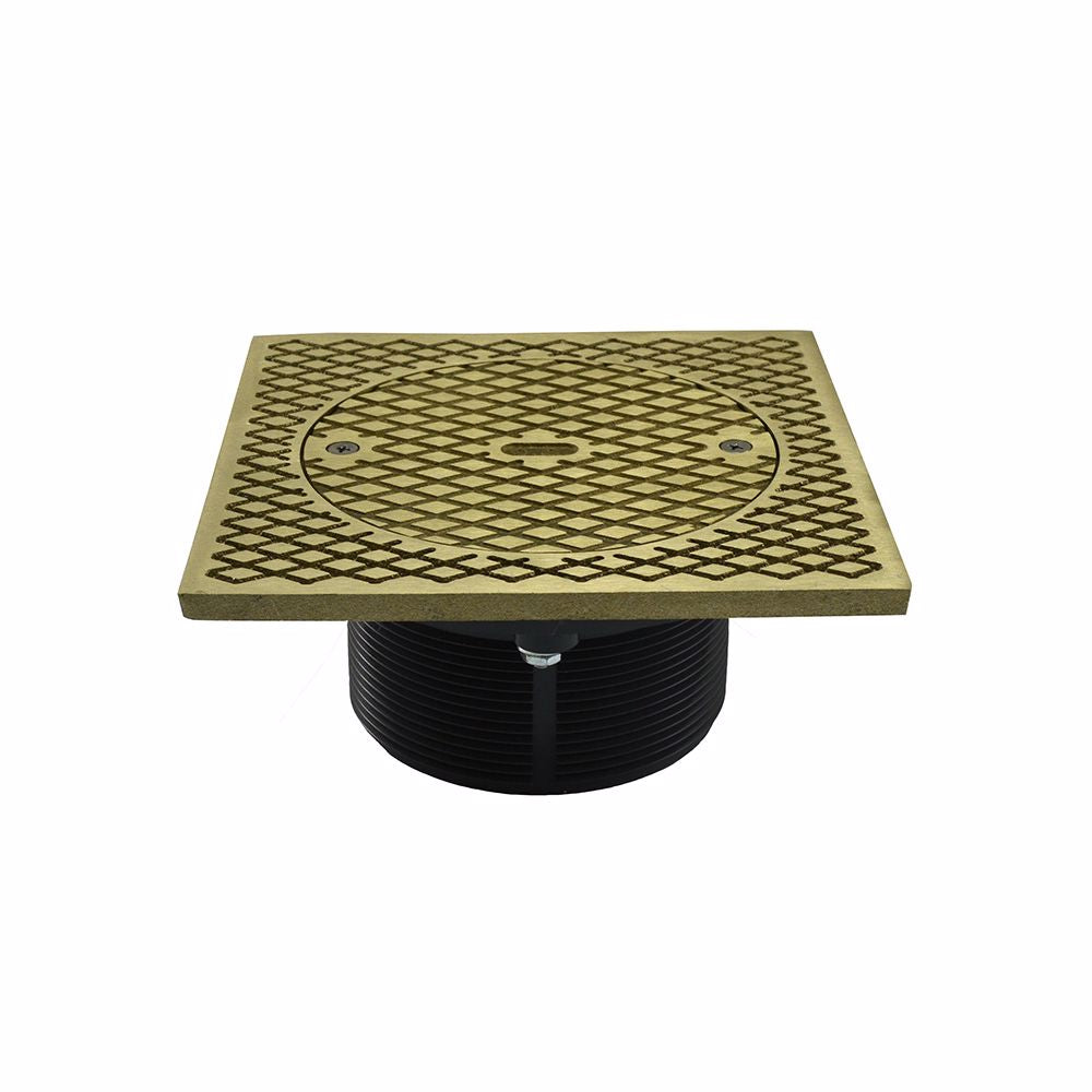 Jones Stephens D59919 4" Heavy Duty PVC Cleanout Spud with 7" Nickel Bronze Square Cover