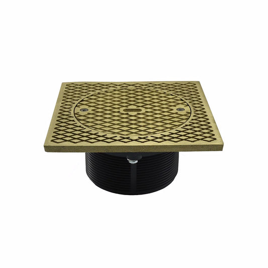 Jones Stephens D59919 4" Heavy Duty PVC Cleanout Spud with 7" Nickel Bronze Square Cover