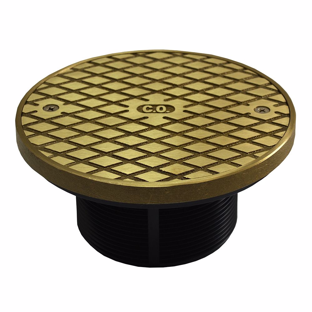 Jones Stephens D59944 3-1/2" PVC Cleanout Spud with 5" Polished Brass Cover with Ring