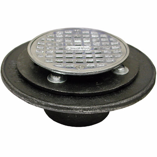 Jones Stephens D60203 2" FIP Shower/Floor Drain with 6-1/2" Pan and 4" Chrome Plated Cast Round Strainer