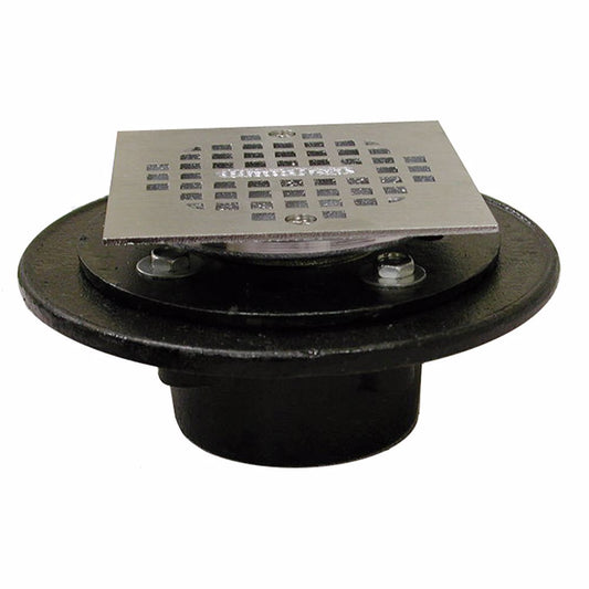 Jones Stephens D60402 2" FIP Shower/Floor Drain with 6-1/2" Pan and 4" Chrome Plated Cast Square Strainer