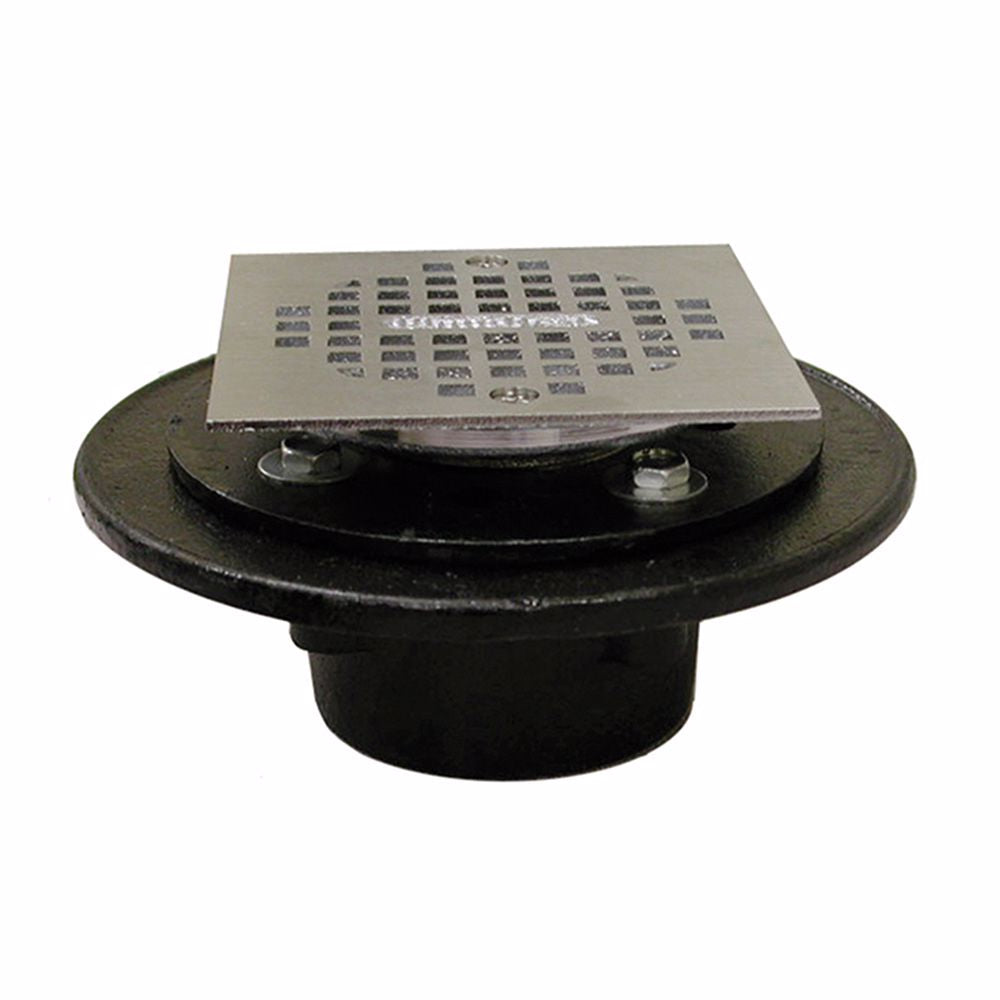 Jones Stephens D60499 2" Inside Caulk Push On Shower/Floor Drain with 6-1/2" Pan and 4" Chrome Plated Cast Square Strainer