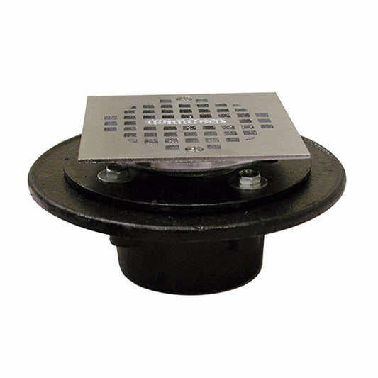 Jones Stephens D60499 2" Inside Caulk Push On Shower/Floor Drain with 6-1/2" Pan and 4" Chrome Plated Cast Square Strainer