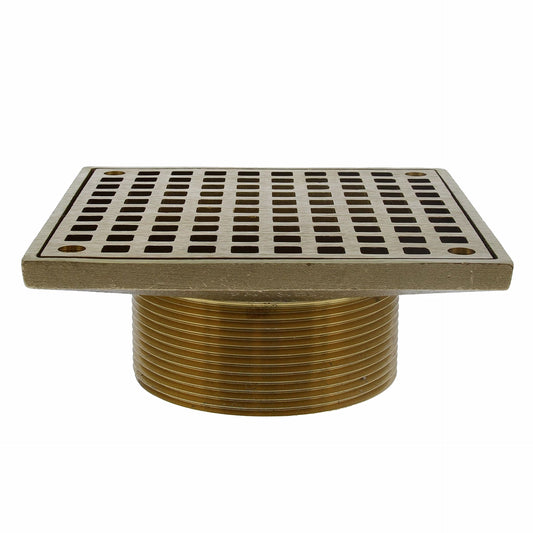 Jones Stephens D60961 3-1/2" IPS Metal Spud with 6" Polished Brass Square Strainer