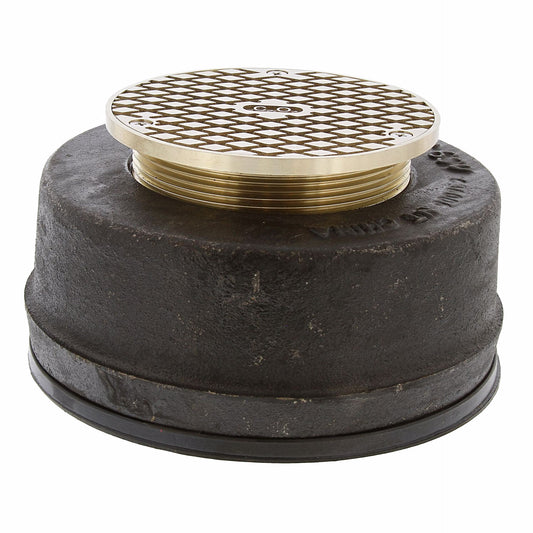 Jones Stephens D62601 4" Adjustable Cleanout 4" Spud with 6" Gasket Connection with 5" Nickel Bronze Cover
