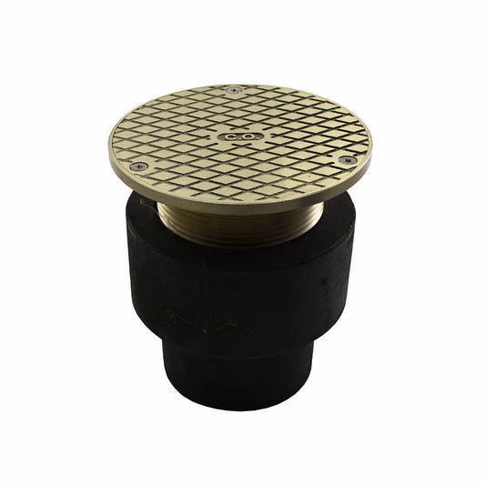 Jones Stephens D63433 4" No Hub Adjustable Cleanout with 5" Nickel Bronze Cover - 4-7/8" - 6" Height