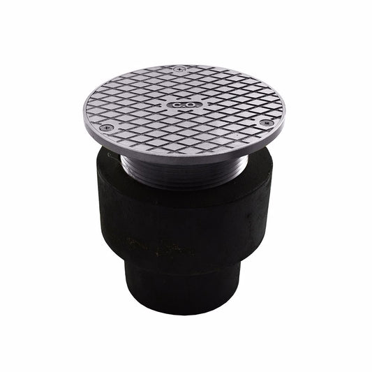 Jones Stephens D63434 4" No Hub Adjustable Cleanout with 5" Polished Brass Cover - 4-7/8" - 6" Height