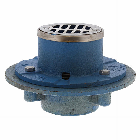 Jones Stephens D64012 2" IPS Code Blue EZ Test Shower Drain with 7" Base and 3-1/2" Stainless Steel Round Strainer