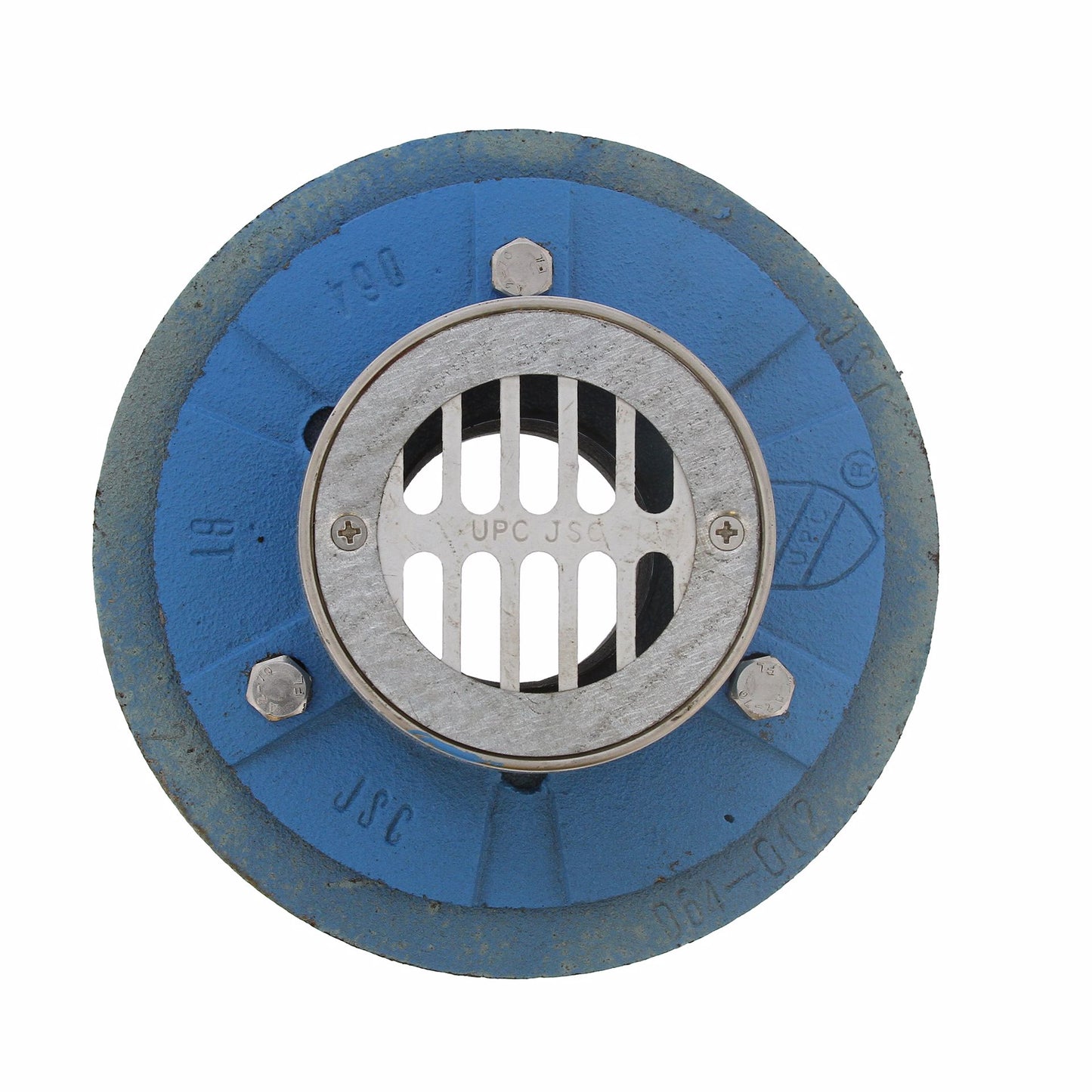 Jones Stephens D64012 2" IPS Code Blue EZ Test Shower Drain with 7" Base and 3-1/2" Stainless Steel Round Strainer