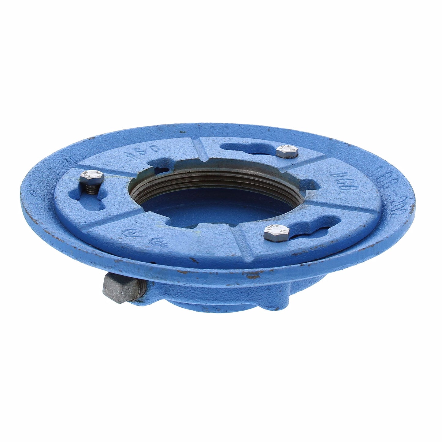 Jones Stephens D66687 2" IPS Code Blue Floor Drain with 9" Pan and 4" Nickel Bronze Round Strainer - Height 3-1/4" - 4"