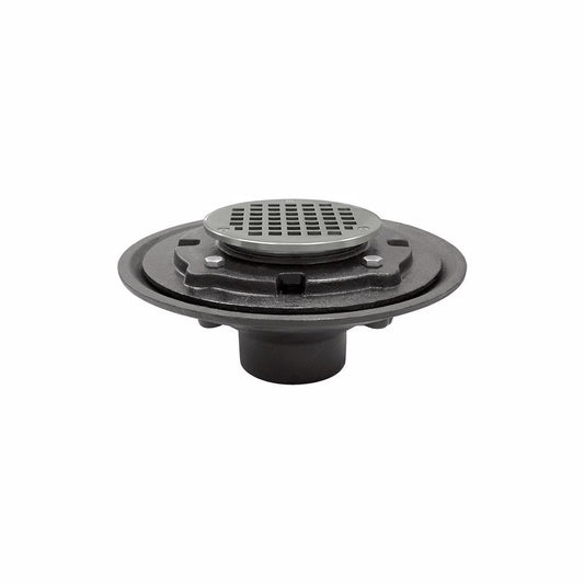 Jones Stephens D80106 4" Heavy Duty Inside Caulk Floor Drain/Shower Drain with 10" Pan and 5" Chrome Plated Round Strainer - Height 4-1/2" - 6-1/2"
