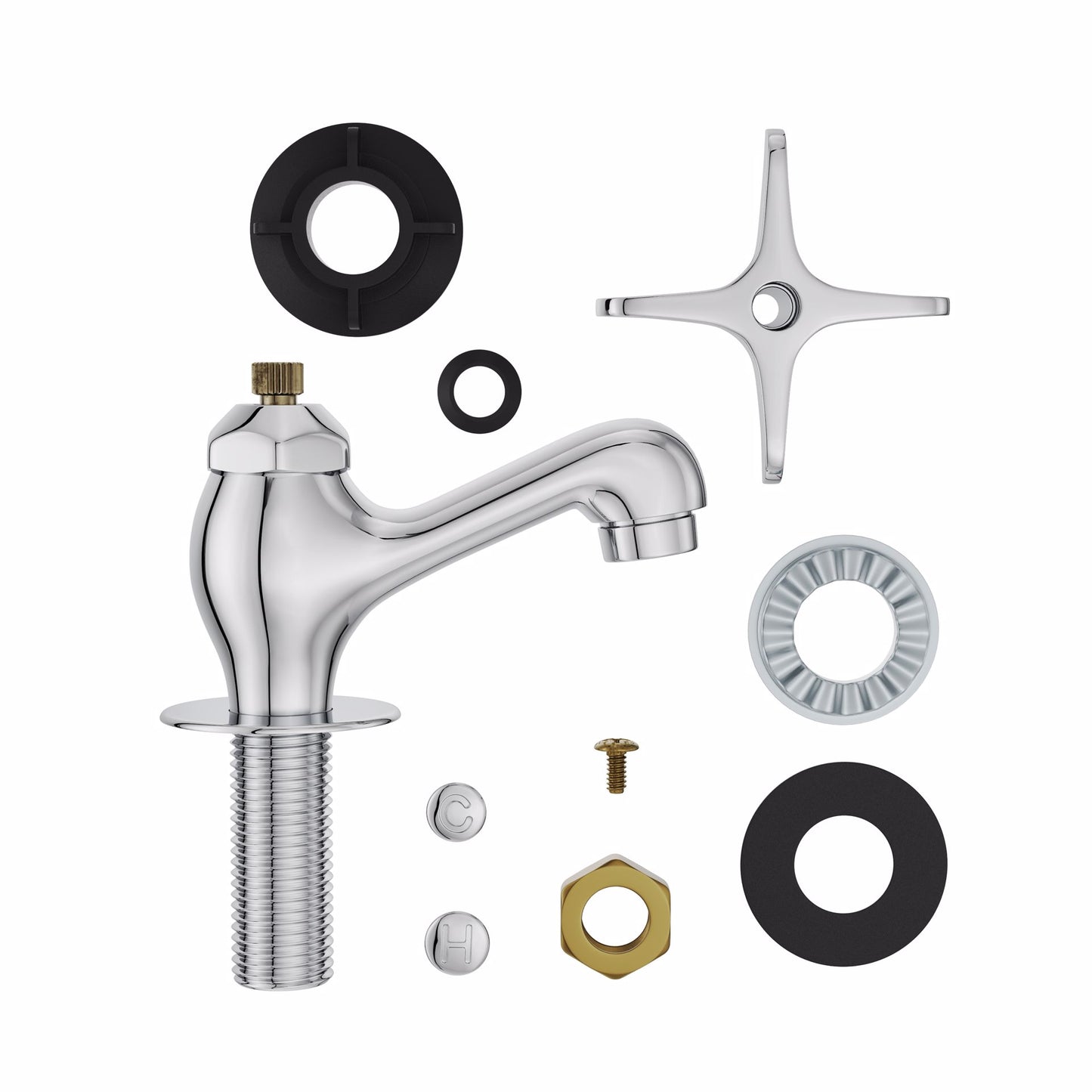 Jones Stephens F39003 Chrome Plated Single Handle Basin Faucet, Heavy Pattern