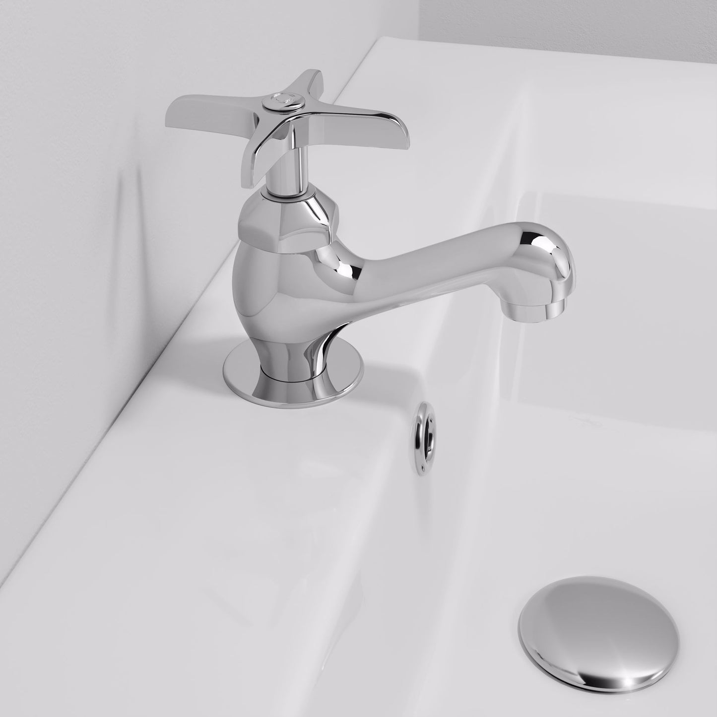 Jones Stephens F39003 Chrome Plated Single Handle Basin Faucet, Heavy Pattern
