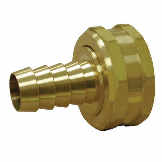 Jones Stephens G20138 3/4" FHT Swivel x 3/4" Hose Barb Brass Garden Hose Adapter, Lead Free