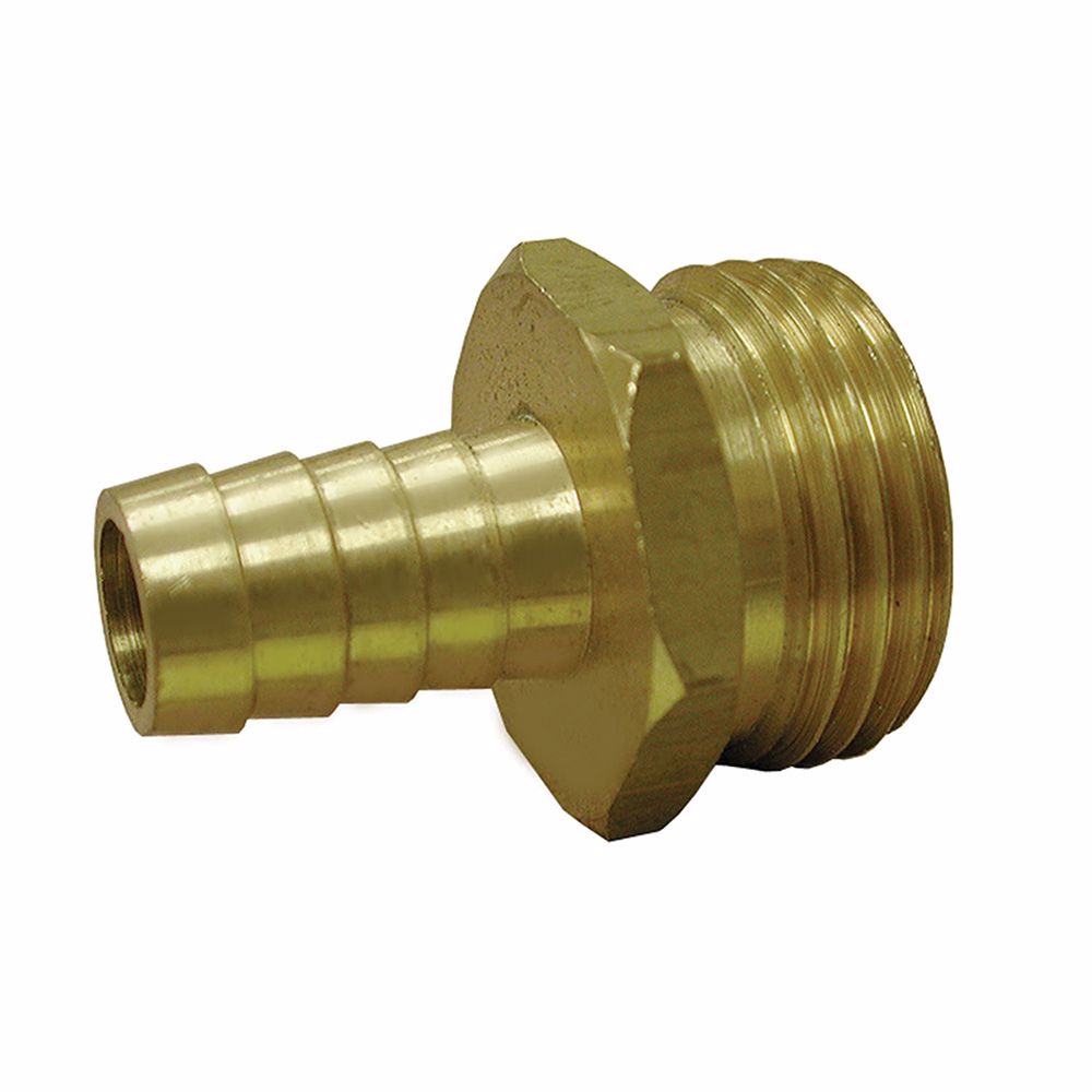 Jones Stephens G20142 3/4" MHT x 5/8" Hose Barb Brass Garden Hose Adapter, Lead Free