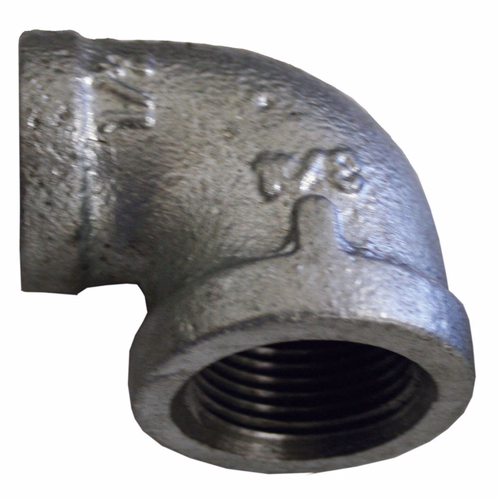Jones Stephens G2350223 1-1/4" x 3/4" Galvanized Iron 90° Reducing Elbow, Banded