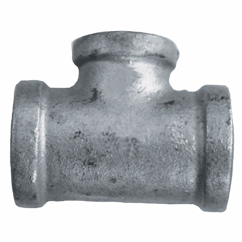 Jones Stephens G4600160 1" x 1" x 1/2" Galvanized Iron Reducing Tee, Banded