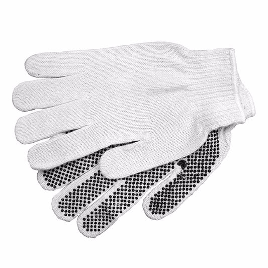 Jones Stephens G50206 White Cotton Work Gloves with Rubber Palms, 12 Pairs