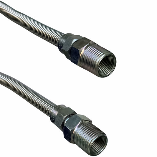 Jones Stephens G70007 3/8" OD (1/4" ID) X 18" Long, 1/2" Male Pipe Thread X 1/2" Male Pipe Thread, Uncoated Corrugated Stainless Steel Gas Connector