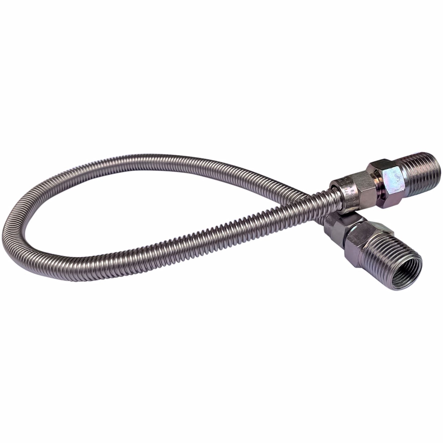 Jones Stephens G70021 3/8" OD (1/4" ID) X 30" Long, 1/2" Male Pipe Thread X 1/2" Male Pipe Thread, Uncoated Corrugated Stainless Steel Gas Connector